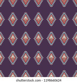 Seamless vector decorative pattern with geometric ethnic ornaments. Background for printing on paper, wallpaper, covers, textiles, fabrics, for decoration, decoupage, scrapbooking and other 