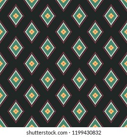 Seamless vector decorative pattern with geometric ethnic ornaments. Background for printing on paper, wallpaper, covers, textiles, fabrics, for decoration, decoupage, scrapbooking and other 
