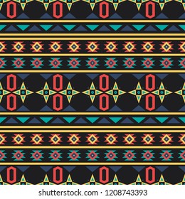 Seamless vector decorative pattern with geometric ethnic ornaments. Background for printing on paper, wallpaper, covers, textiles, fabrics, for decoration, decoupage, scrapbooking and other 