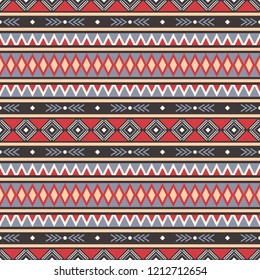 Seamless vector decorative pattern with geometric ethnic ornaments. Background for printing on paper, wallpaper, covers, textiles, fabrics, for decoration, decoupage, scrapbooking and other 