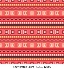 Seamless vector decorative pattern with geometric ethnic ornaments. Background for printing on paper, wallpaper, covers, textiles, fabrics, for decoration, decoupage, scrapbooking and other 