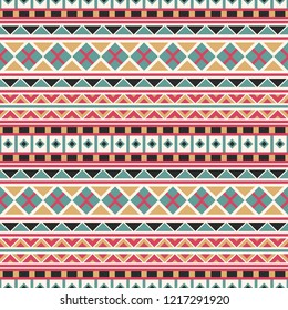 Seamless vector decorative pattern with geometric ethnic ornaments. Background for printing on paper, wallpaper, covers, textiles, fabrics, for decoration, decoupage, scrapbooking and other 
