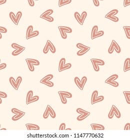 Seamless vector decorative pattern with hearts. Background for printing on paper, wallpaper, covers, textiles, fabrics, for decoration, decoupage, scrapbooking and other
