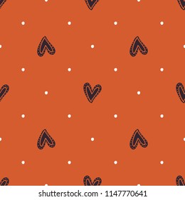 Seamless vector decorative pattern with hearts. Background for printing on paper, wallpaper, covers, textiles, fabrics, for decoration, decoupage, scrapbooking and other
