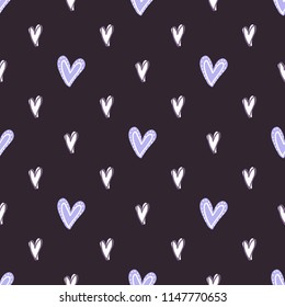 Seamless vector decorative pattern with hearts. Background for printing on paper, wallpaper, covers, textiles, fabrics, for decoration, decoupage, scrapbooking and other
