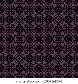 Seamless vector decorative pattern with ornament. Background for printing on paper, wallpaper, covers, textiles, fabrics, for decoration, decoupage, scrapbooking and other. purple and black.