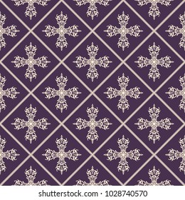 Seamless vector decorative pattern with ornament. Background for printing on paper, wallpaper, covers, textiles, fabrics, for decoration, decoupage, scrapbooking and other