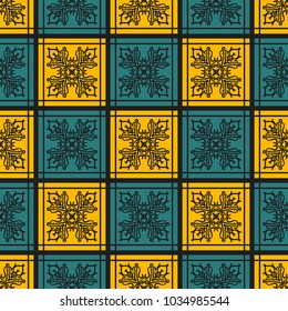 Seamless vector decorative pattern with ornament. Background for printing on paper, wallpaper, covers, textiles, fabrics, for decoration, decoupage, scrapbooking and other