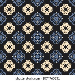 Seamless vector decorative pattern with ornament. Background for printing on paper, wallpaper, covers, textiles, fabrics, for decoration, decoupage, scrapbooking and other