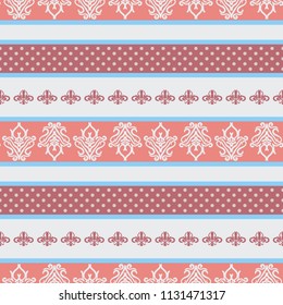 Seamless vector decorative pattern with ornament. Background for printing on paper, wallpaper, covers, textiles, fabrics, for decoration, decoupage, scrapbooking and other