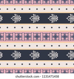 Seamless vector decorative pattern with ornament. Background for printing on paper, wallpaper, covers, textiles, fabrics, for decoration, decoupage, scrapbooking and other
