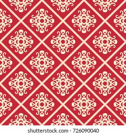 Seamless vector decorative pattern with ornament. Background for printing on paper, wallpaper, covers, textiles, fabrics, for decoration, decoupage, scrapbooking and other