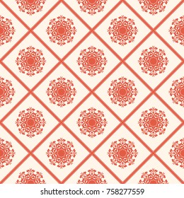 Seamless vector decorative pattern with ornament. Background for printing on paper, wallpaper, covers, textiles, fabrics, for decoration, decoupage, scrapbooking and other