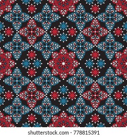 Seamless vector decorative pattern with ornament. Background for printing on paper, wallpaper, covers, textiles, fabrics, for decoration, decoupage, scrapbooking and other