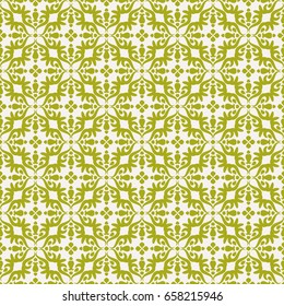 Seamless vector decorative pattern for printing and design. Green abstract ornament on a light background