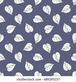 Seamless vector decorative pattern for printing, design, textiles, covers and other materials. Light leaves on a violet background
