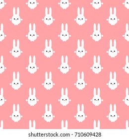Seamless vector decorative pattern for printing, design, textiles, covers, paper and other materials. White rabbits on a pink background