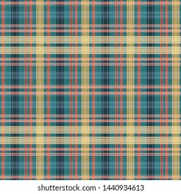 Seamless vector decorative pattern. Textile design in a cage. Background for printing, decor, interior, needlework, covers, fabrics, paper, wallpapers and other materials.