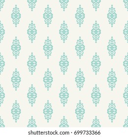 Seamless vector decorative pattern for textile, paper, wallpaper and other materials. Abstract light turquoise ornament of symmetrical elements