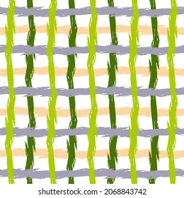 Seamless vector decorative pattern. Traditional scottish ornament. geometric sailor paint stripes. blue ink brush strokes.