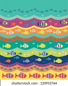 Seamless vector decorative sea pattern for decorative works, textile, postcards, decoupage, scrapbook
