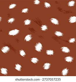 Seamless vector deer fur pattern featuring warm brown tones and white spots inspired by red deer coat. Ideal for textile design, fashion prints, wallpapers, wrapping paper, surface patterns, and nature-themed graphic projects.
