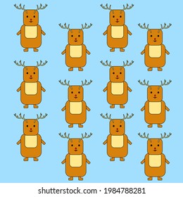 Seamless Vector deers pattern, winter Christmas and Happy New Year Day, cartoon style