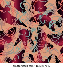 Seamless vector design with colorful birds. The design is suitable for children clothes, wallpaper, stationary, sheets as well as for wrapping paper. 