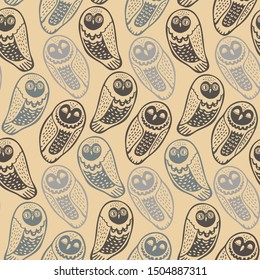 Seamless vector design with colorful funny owls. The design is suitable for children clothes, wallpaper, stationary, sheets as well as for wrapping paper. 
