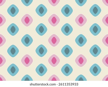 Seamless vector design features retro pink polka dots in a colorful pattern