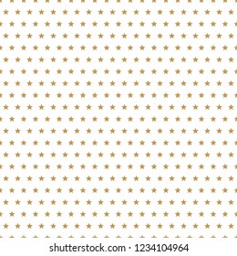 Seamless vector design with golden star symbols on white background. Symmetrical festive repeating texture with gold star symbols.