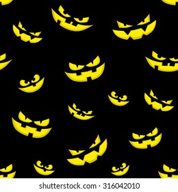 Seamless vector design halloween elements  pumpkins scary face background