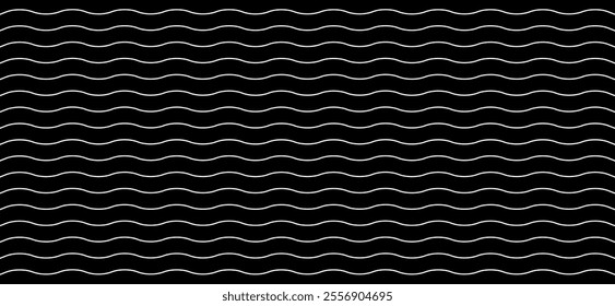 A seamless vector design with wavy lines creating a ripple effect on a dark background. Perfect for modern branding, backgrounds, and abstract digital designs.