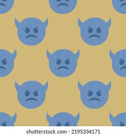 Seamless vector devil facial expression pattern. Background for fabric, textile, wrapping, cover etc.