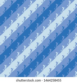 A seamless vector diagonal stripes pattern with sledding people. Surface print design.