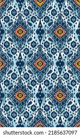 Seamless vector digital Mexican rug pattern design, Indian Ikat, Traditional diamond pattern with ogee influence