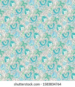 Seamless  vector ditsy  floral pattern, pastel colors