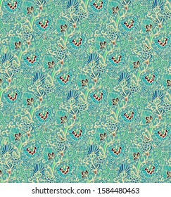 Seamless  vector ditsy  floral pattern, pastel colors