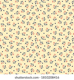 Seamless vector ditsy heart flowers