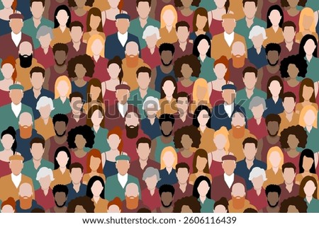 Seamless vector diversity and inclusion background set of different people in pastel colors.