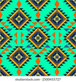Seamless Vector of Dominant colors Tribal Navajo, Native American tribal pattern, Geometric Ethnic pattern with Navajo Aztec ethnic style textile texture tribal Aztec pattern fabric for textile, decor