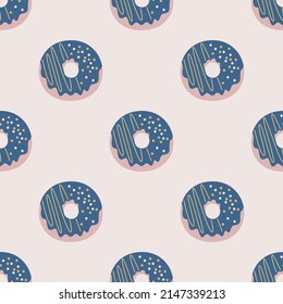 Seamless vector donuts pattern. Food repeat background for fabric, textile, wrapping, cover etc.	