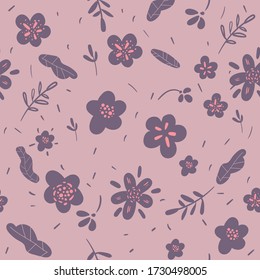 Seamless vector doodle floral pattern, spring summer backdrop. Hand drawn surface pattern design with flowers . Seamless texture can be used for wallpapers, pattern fills, surface textures.
