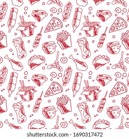Seamless vector doodle food pattern