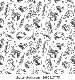 Seamless vector doodle food pattern