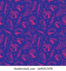 Seamless vector doodle food pattern