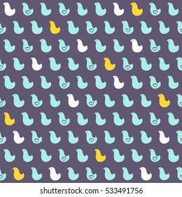 Seamless vector doodle hand drawn pattern with simple birds for wallpapers, scrapbooking, web page backgrounds,textile