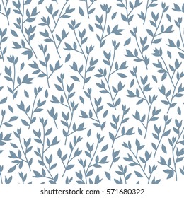 Seamless vector doodle hand drawn pattern with branches, leaves for wallpapers, web page backgrounds,textile