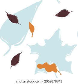 Seamless vector doodle pattern with leaves. Design for postcards, diary and notebook covers, wrapping paper, textiles, background for social networks, banners