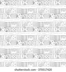 Seamless vector doodle pattern tiles with internal ornament.